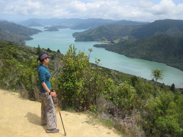Stephanie enjoying the views over the Queen Charlotte Sound