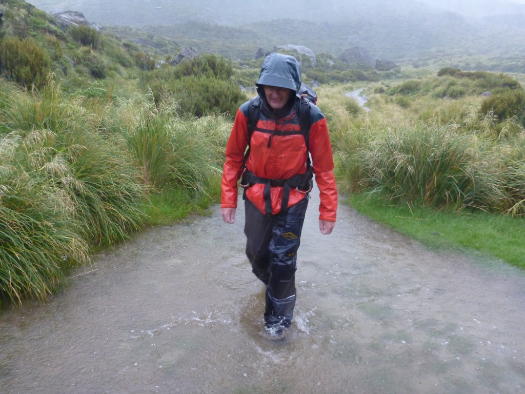 The Hooker Lake track was more of a river on the way out than a track. We did not care as were completely wet anyway.