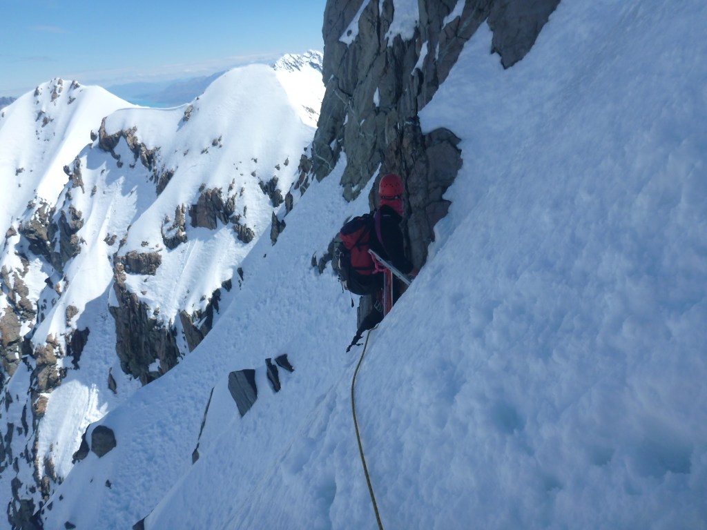 Alan Silva leads the traverse back onto the east ridge