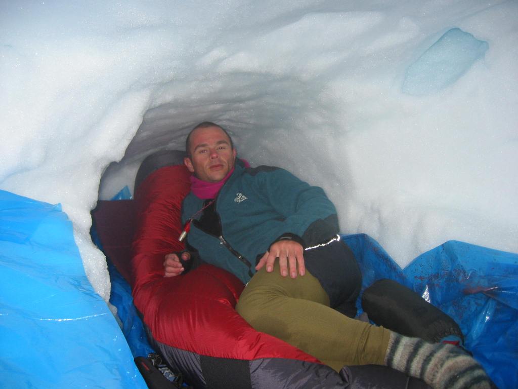 Sleeping in a snow cave