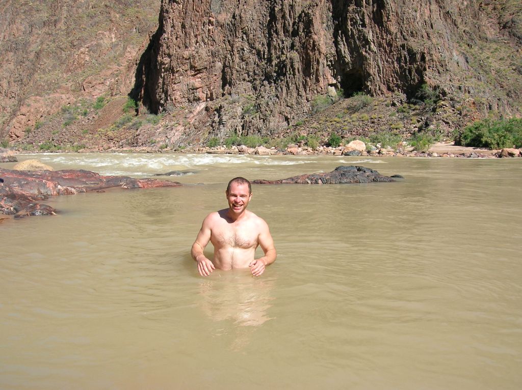 A quick swim in the very cold Colorado River - it is also very murky carrying alot of suspended sediment (dirt)