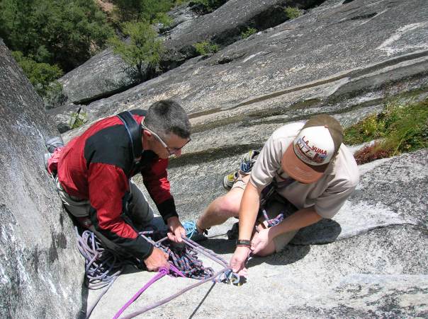 Bill and Eric setting up a belay.