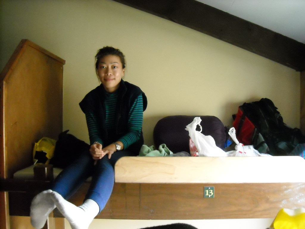 Stephanie relaxing in Luxmore hut