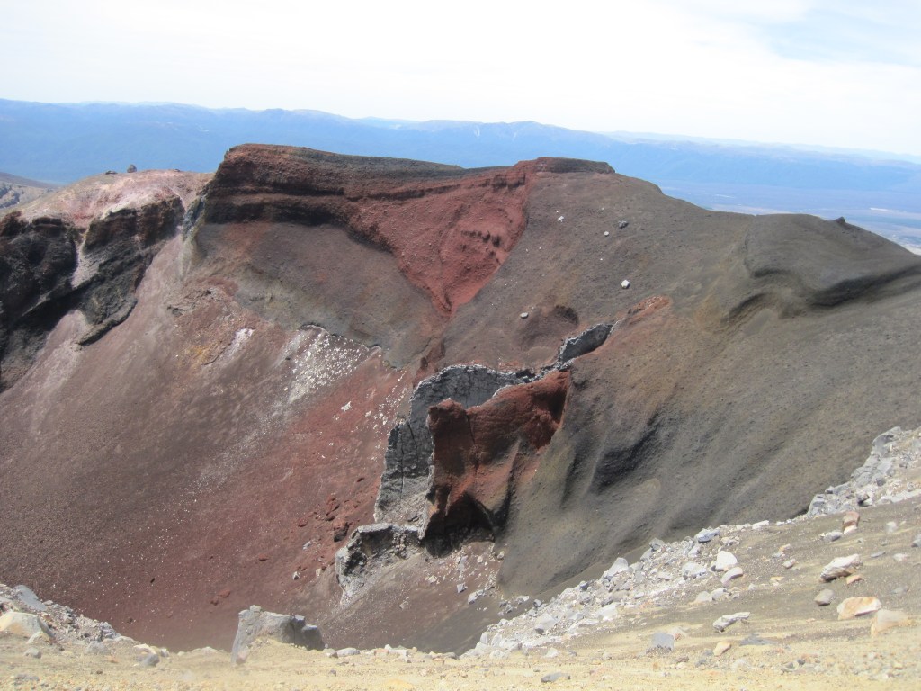 The colors of the soil and rocks in the crater is amazing