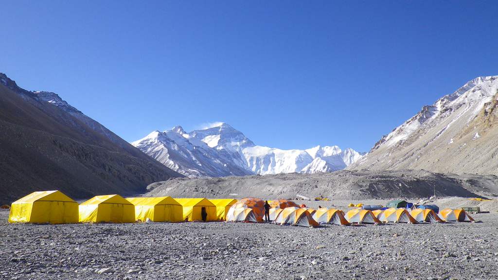 Basecamp in Tibet - North face of Everest in the distance