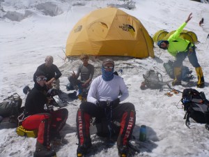 Mila relaxing at Manaslu Camp 1 in September 2012