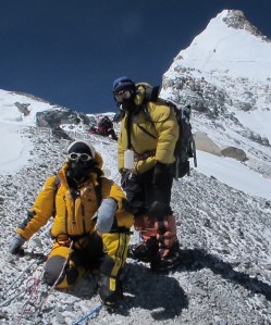Margaret making the difficult decision to turn back from her summit push on 19 May 2012 at 8600m on  at 8600m, just below the third rock step on the North East ridge of Everest. 