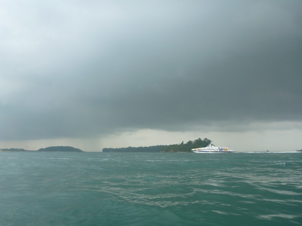 A high speed ferry whizzes past in the distance. These travel so fast they are on you within a couple of minutes.