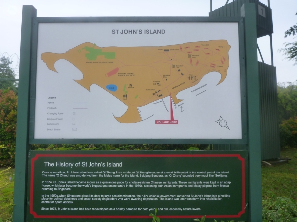 The signboard for St John's Island.