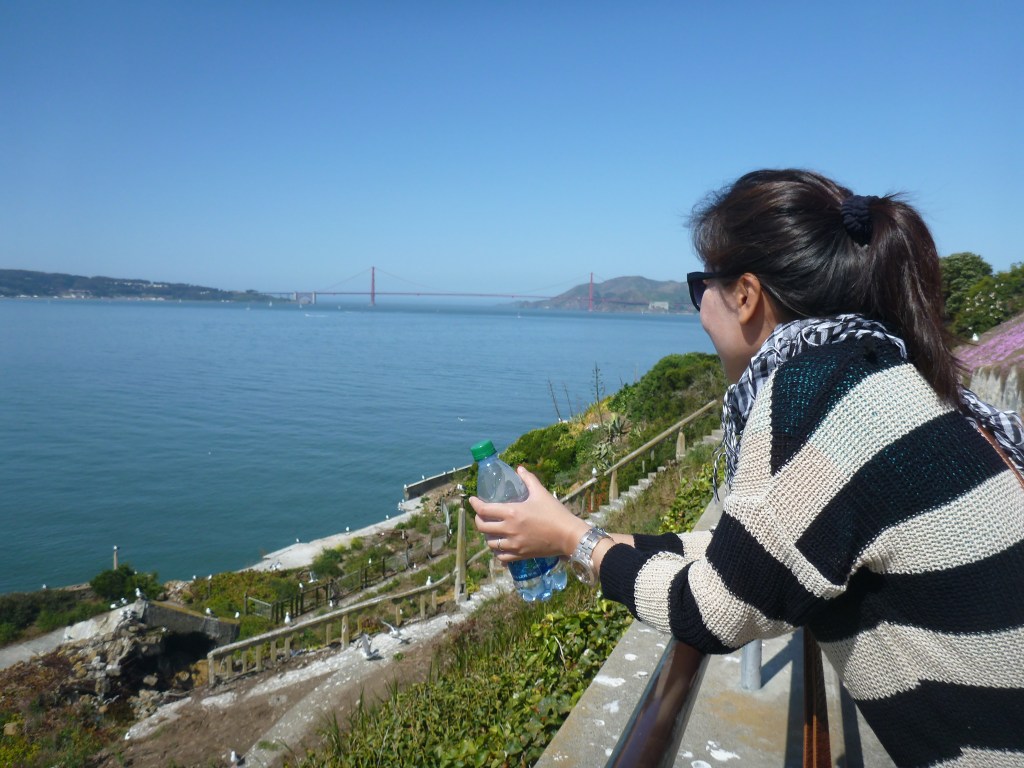 The view from Alcatraz overlooking the Golden Gate.