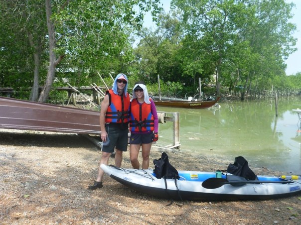 Together with Stephanie with our new sun shields which were very helpful in the hot sun.
