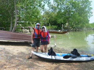 Together with Stephanie with our new sun shields which were very helpful in the hot sun.