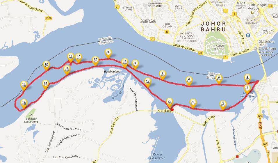 Map of our 20.25km route