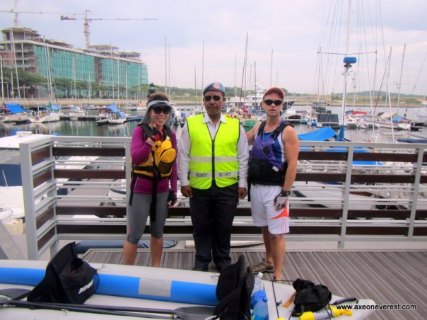 We started the journey from Puteri Harbour. This friendly security guard allowed us to use the private jetty.