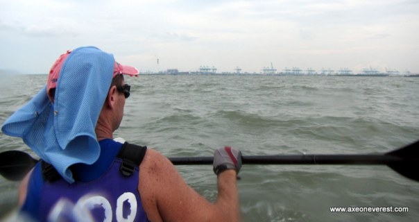 Tanjung Pelepas port in the distance - the wind picked up and the sea go choppy as we crossed here.