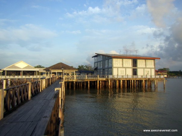 A view of our room on the top right in the building in this photo.  Taken from the jetty.