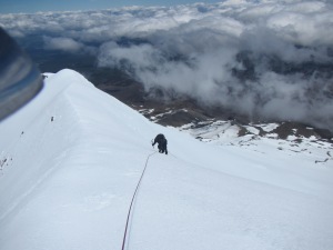 Mountaineer Robert Mills descending from the summit.