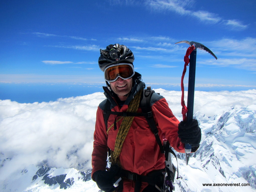 Alan Silva enjoys his 7th time on the summit of Aoraki/Mt Cook.
