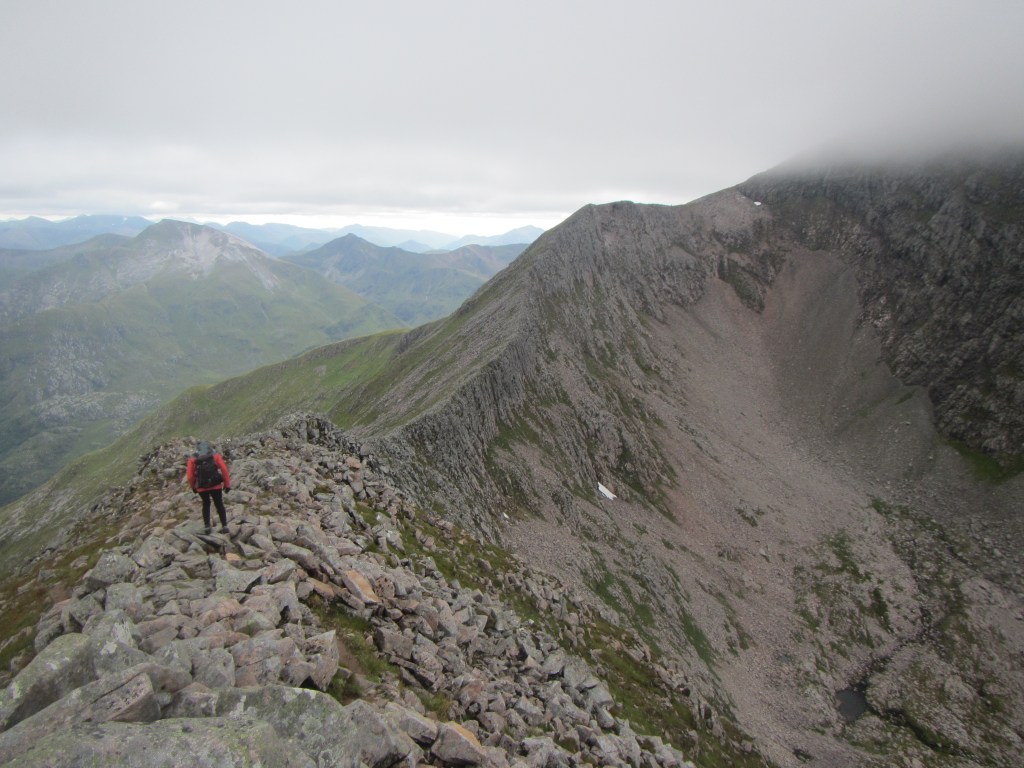 Alan Silva on the C M D arete heading up to the summit of Ben Nevis