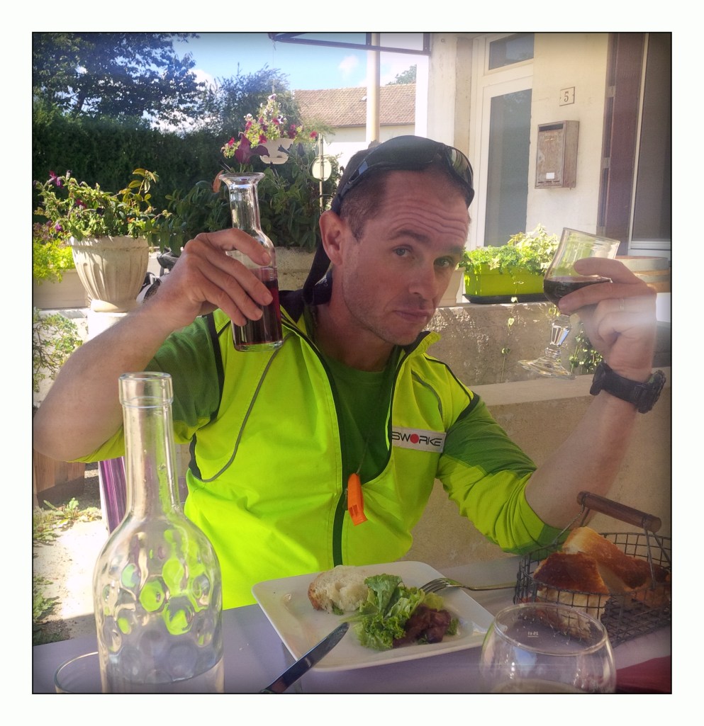 Its trials of cycling through France - red wine for lunch is non-optional!