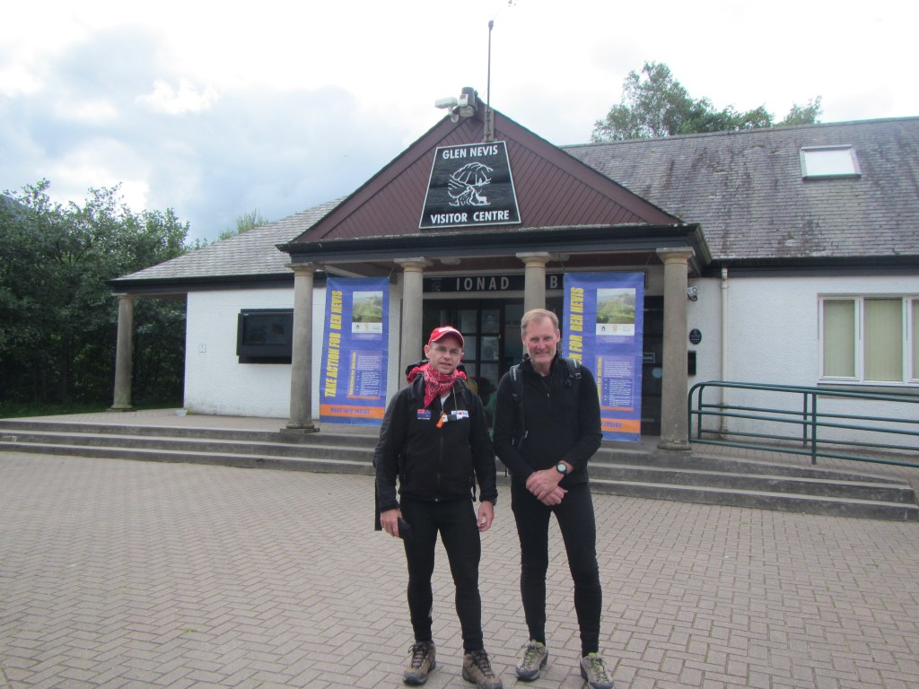 With Alan Silva at the tourist information centre at the base of Ben Nevis, fresh faced and full of beans as we are about to start the wander up Ben Nevis.
