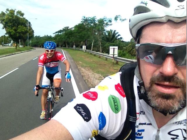 Glassy on the cycle ride meeting up with a friendly fellow road cyclist.