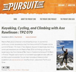 Click the image to hear a POCAST interview about our Peak to Peak adventure on THE PURSUIT ZONE.