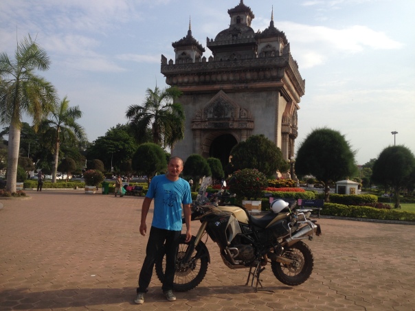 At Vientiane, Laos. The Arc de Trioumph or Patuxai Arc. Can't afford the real thing in France so this will do for now. (May, 2015)