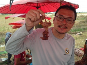 One man's meat is another man's delight. Sampling some rat meat, 100km outside of Bangkok. (Jan, 2015)