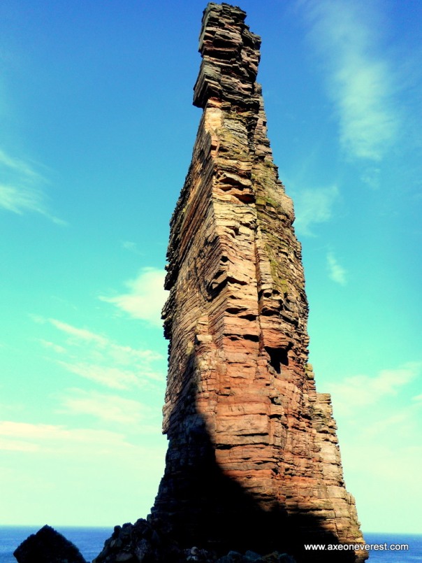 Looking up at the Old Man of Hoy from the base.