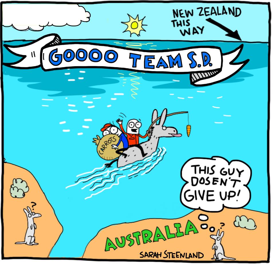 Cartoon leaving Australia